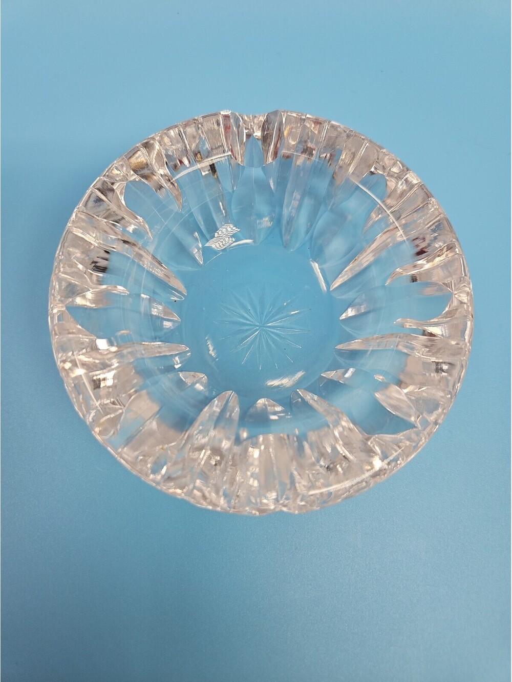 Vintage WATERFORD Signed Crystal Ashtray 2 Rests Center Starburst 3.5"